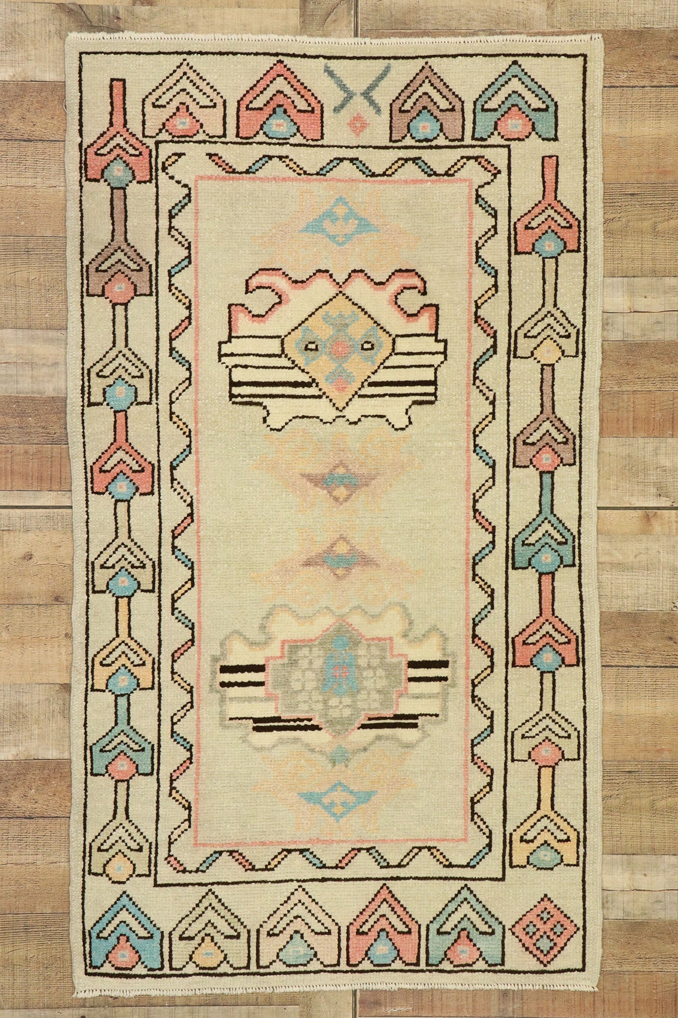 3 x 5 Vintage Turkish Oushak Rug 52926