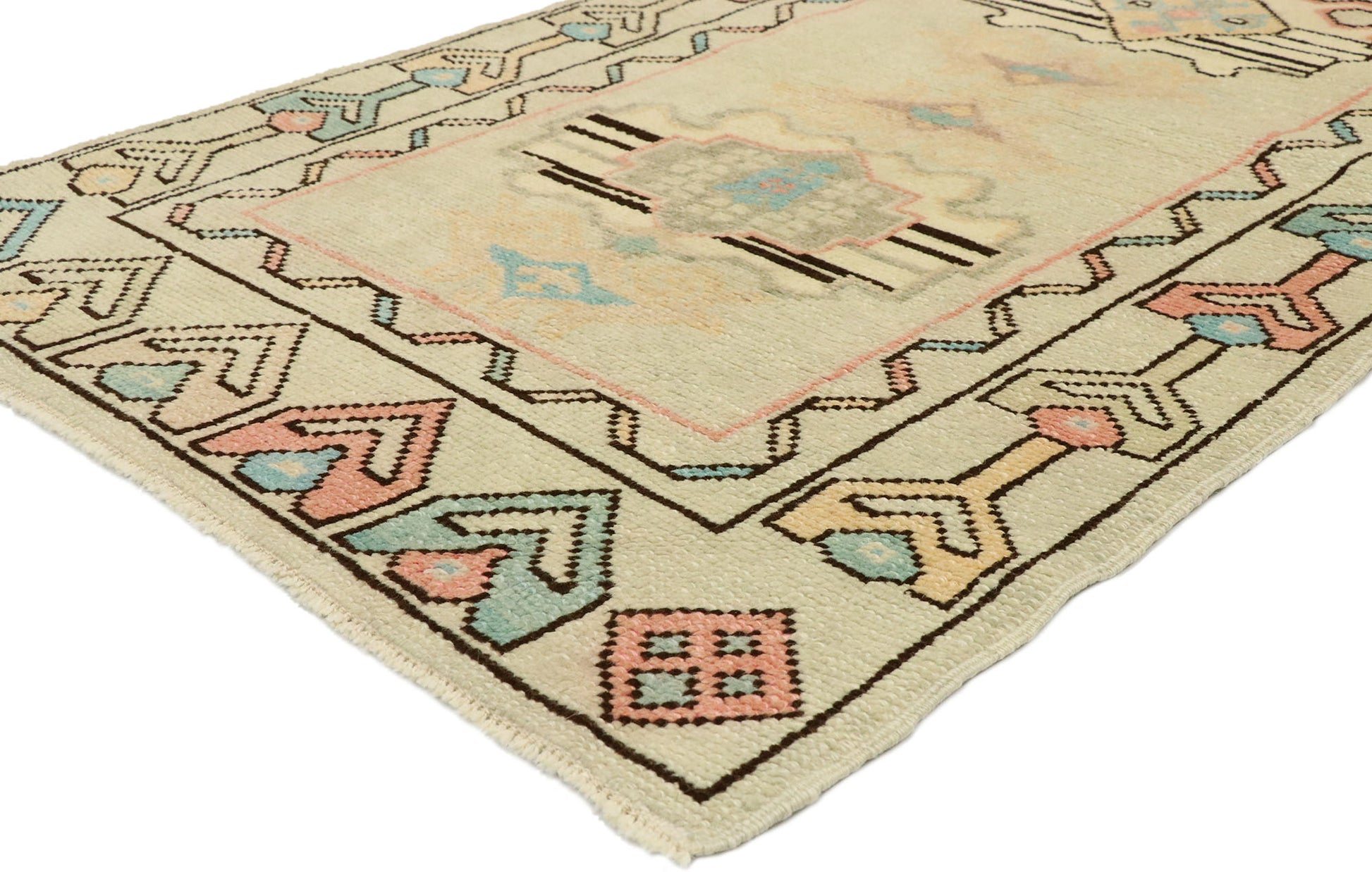 3 x 5 Vintage Turkish Oushak Rug 52926