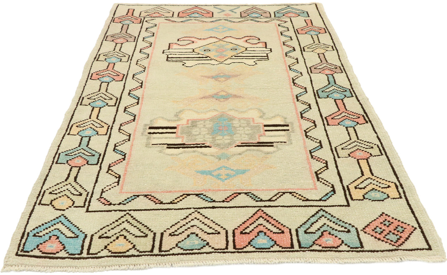 3 x 5 Vintage Turkish Oushak Rug 52926