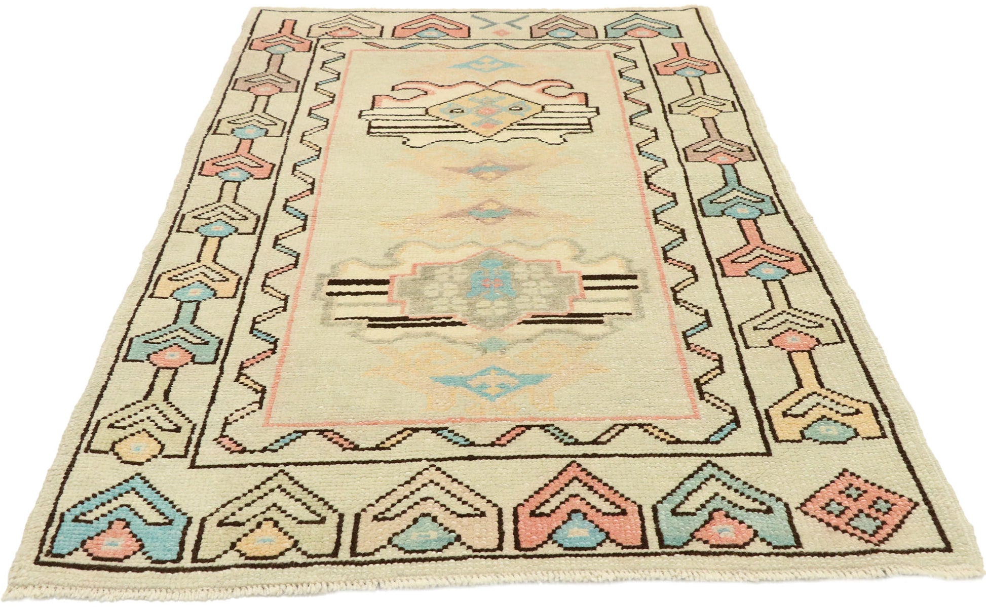 3 x 5 Vintage Turkish Oushak Rug 52926