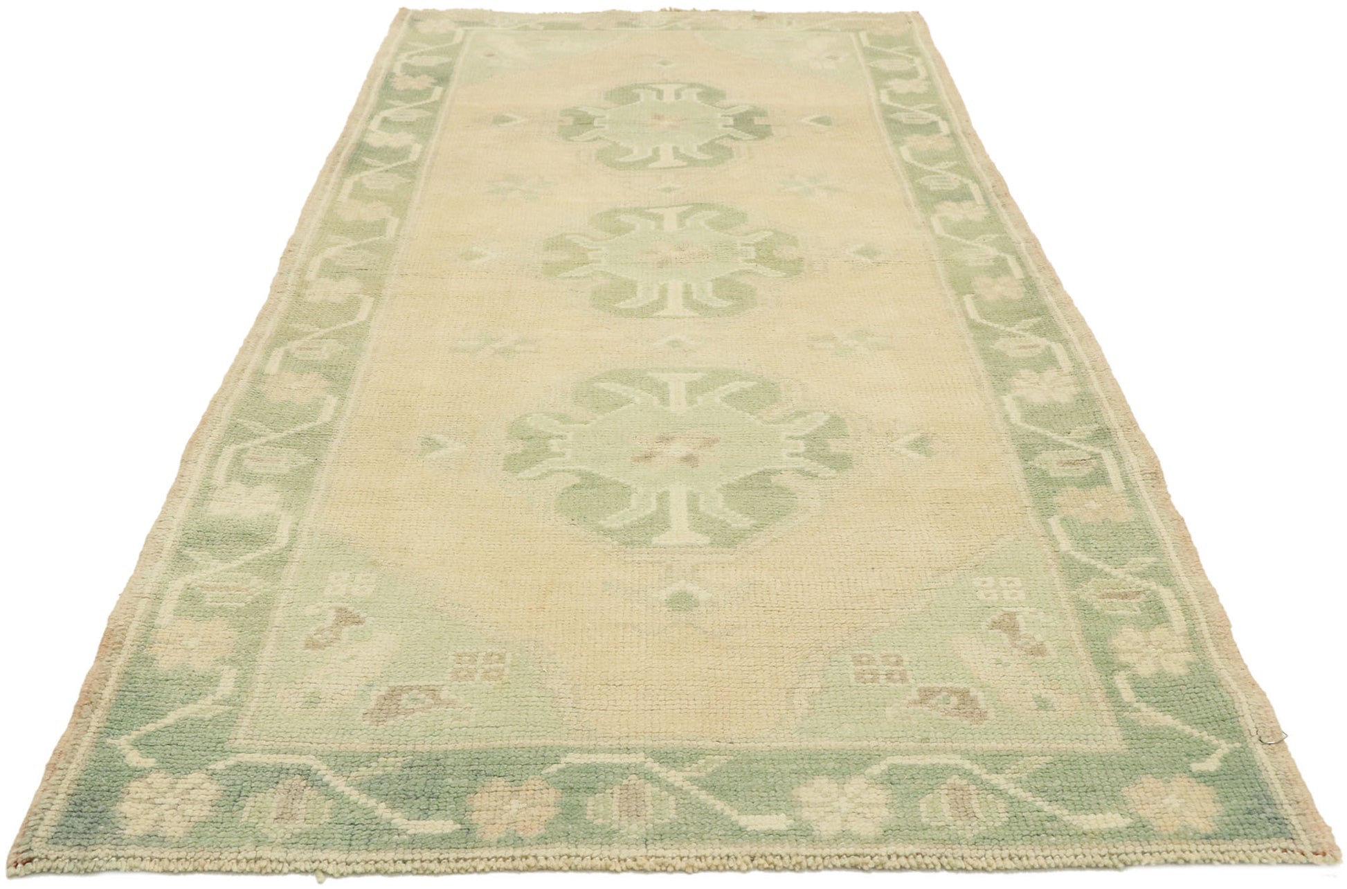 3 x 7 Vintage Turkish Oushak Rug 52928