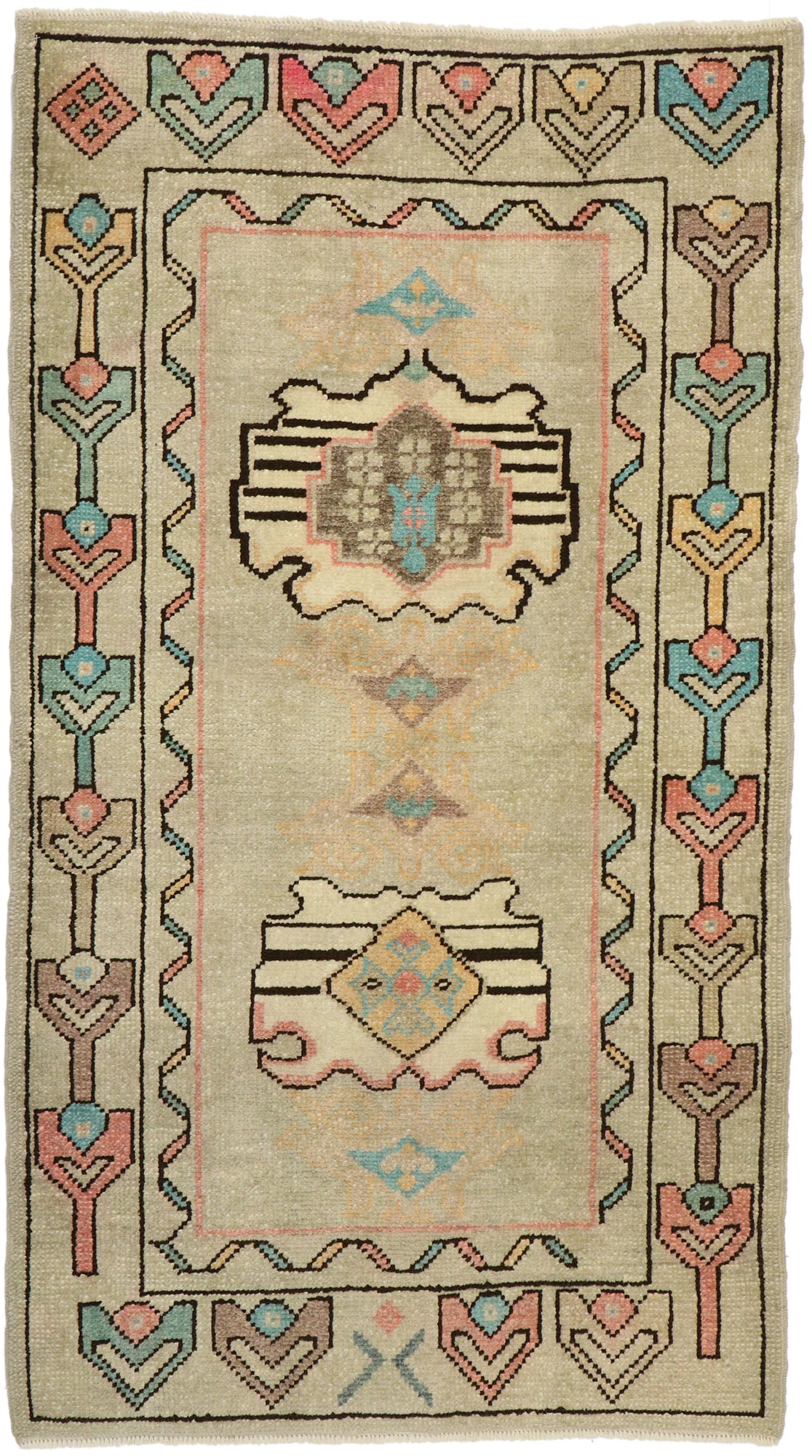 3 x 6 Vintage Turkish Oushak Rug 52933