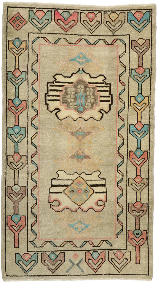 3 x 6 Vintage Turkish Oushak Rug 52933