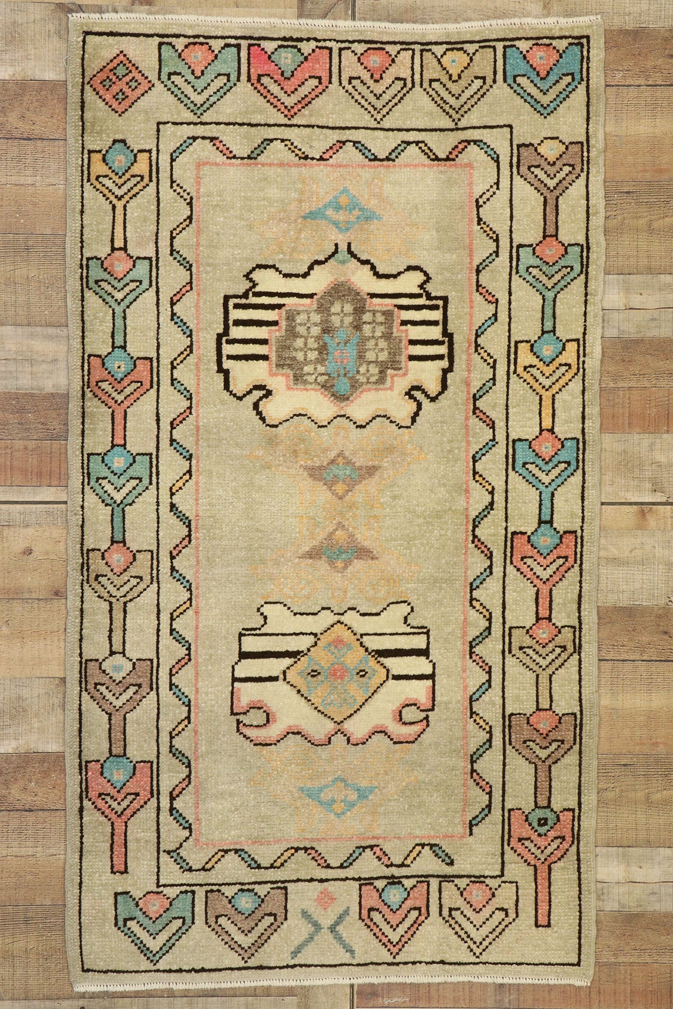 3 x 6 Vintage Turkish Oushak Rug 52933