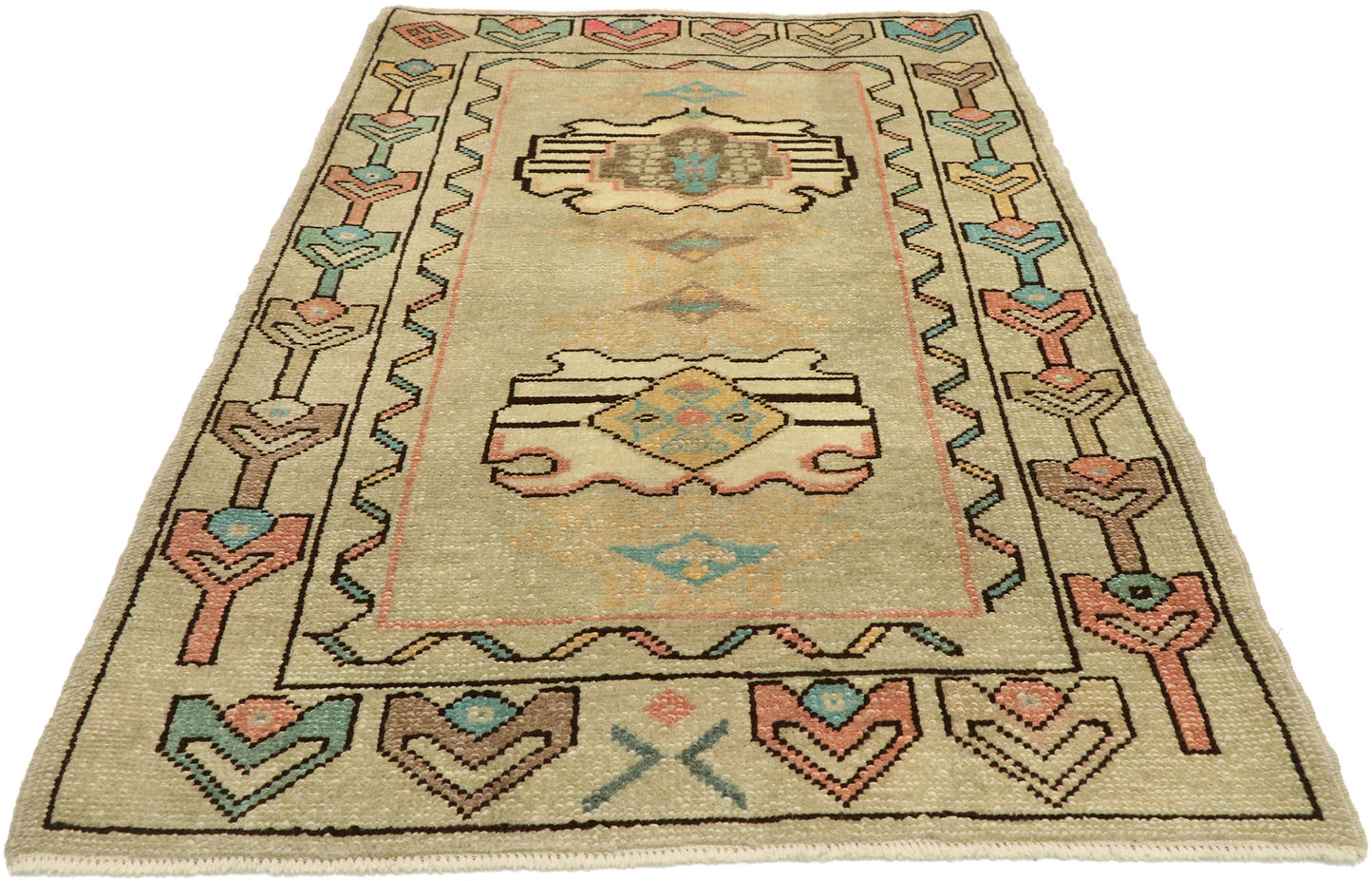 3 x 6 Vintage Turkish Oushak Rug 52933