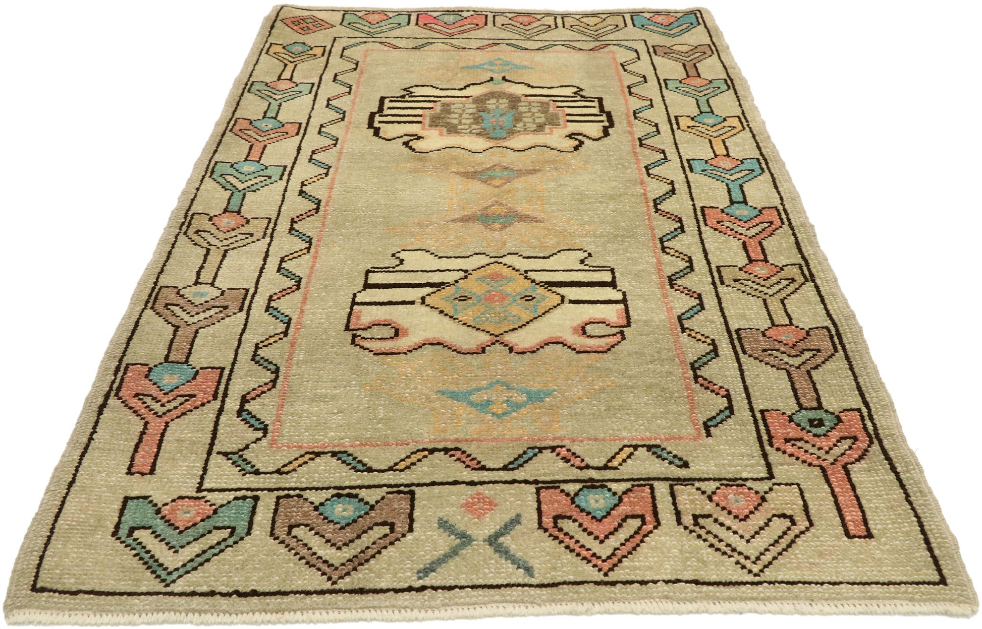 3 x 6 Vintage Turkish Oushak Rug 52933