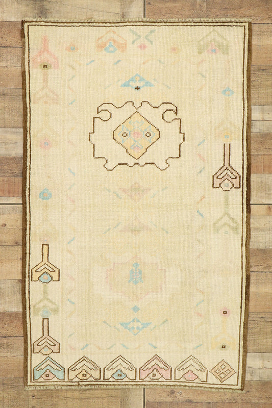 3 x 5 Vintage Turkish Oushak Rug 52938
