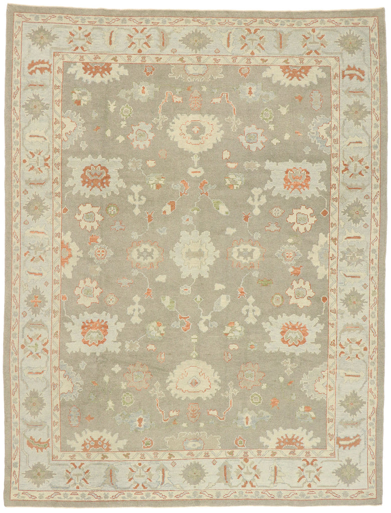 9 x 12 Earth-Tone Turkish Oushak Rug 52940