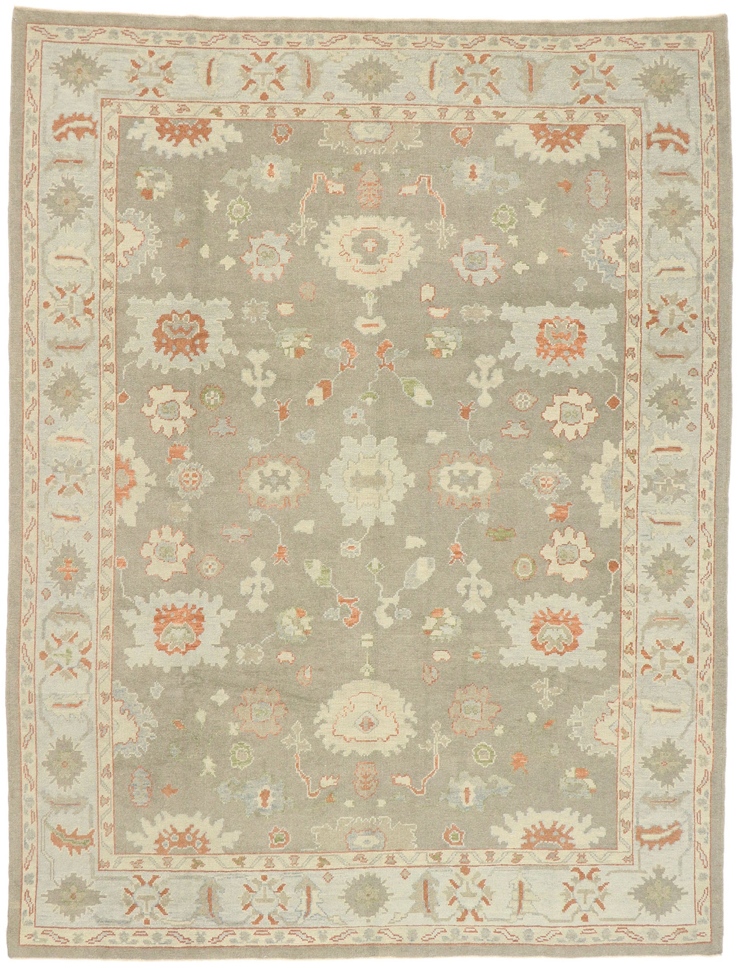 9 x 12 Earth-Tone Turkish Oushak Rug 52940