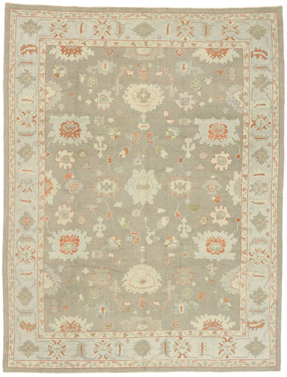 9 x 12 Earth-Tone Turkish Oushak Rug 52940