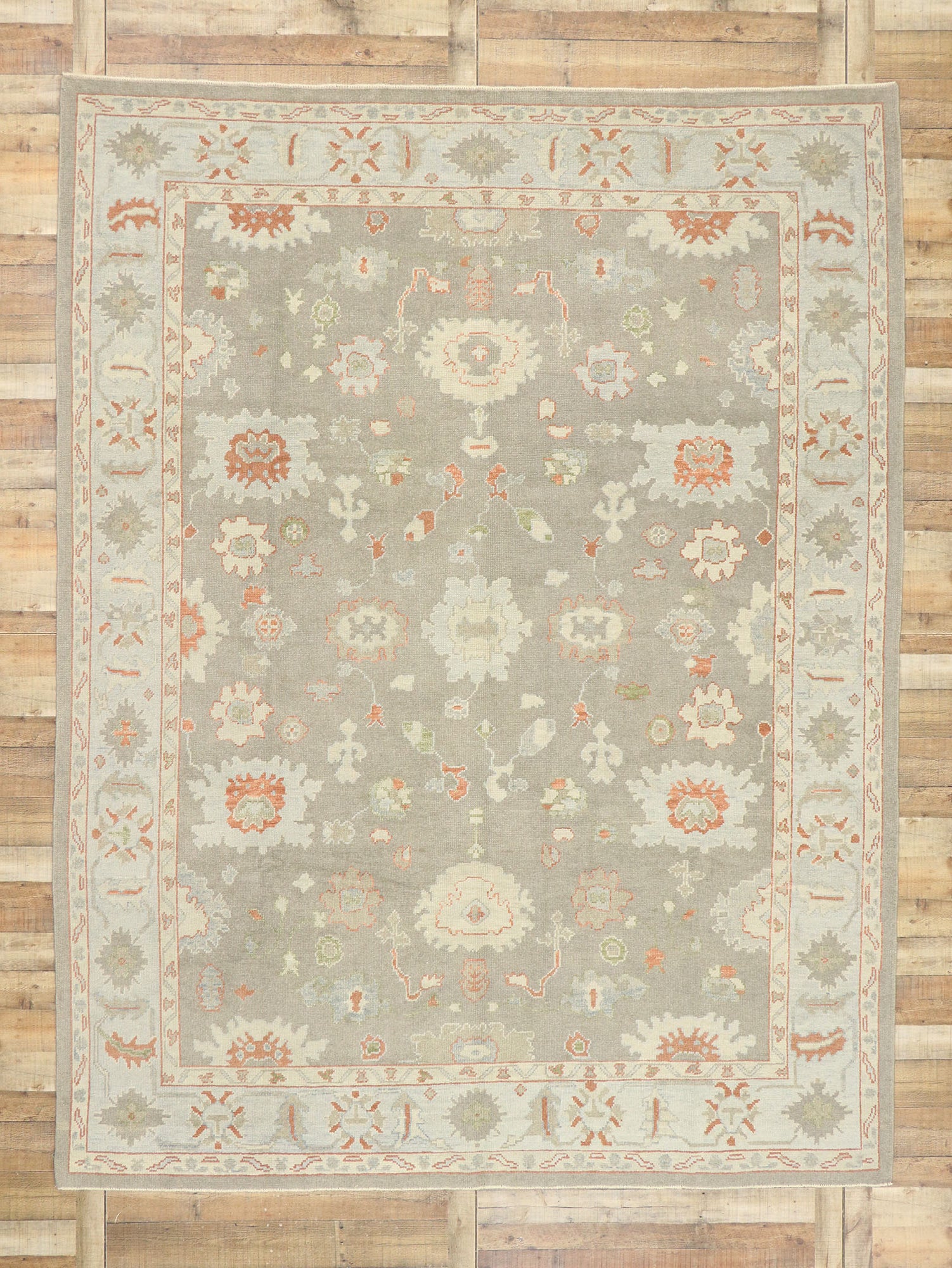9 x 12 Earth-Tone Turkish Oushak Rug 52940