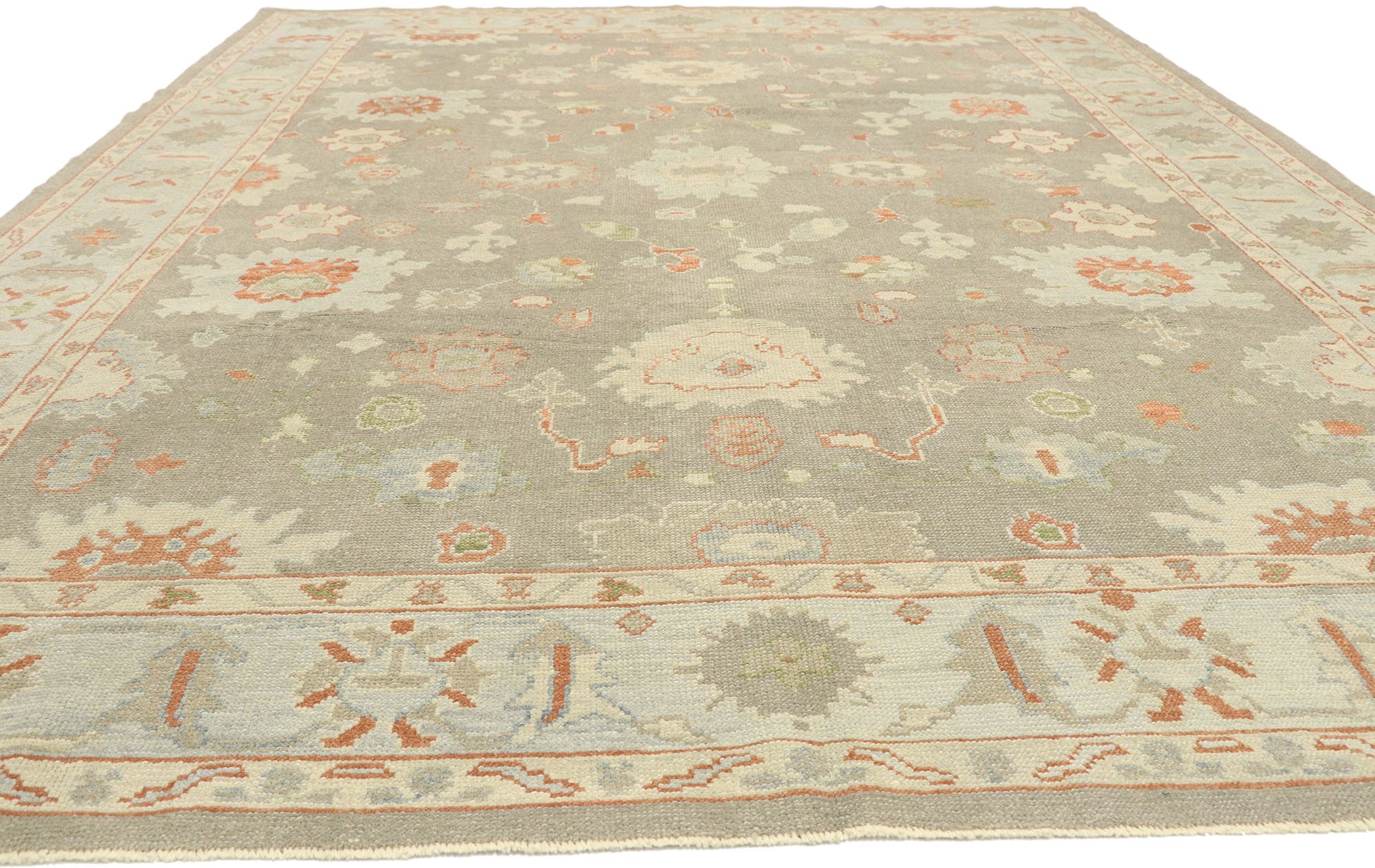 9 x 12 Earth-Tone Turkish Oushak Rug 52940