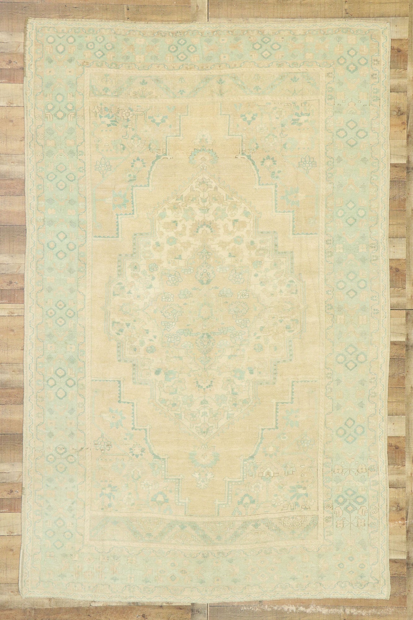 7 x 11 Vintage Turkish Oushak Rug 52955