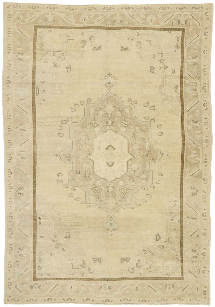 6 x 9 Vintage Neutral Turkish Oushak Rug 52960