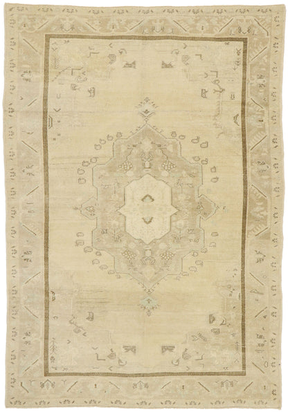 6 x 9 Vintage Neutral Turkish Oushak Rug 52960