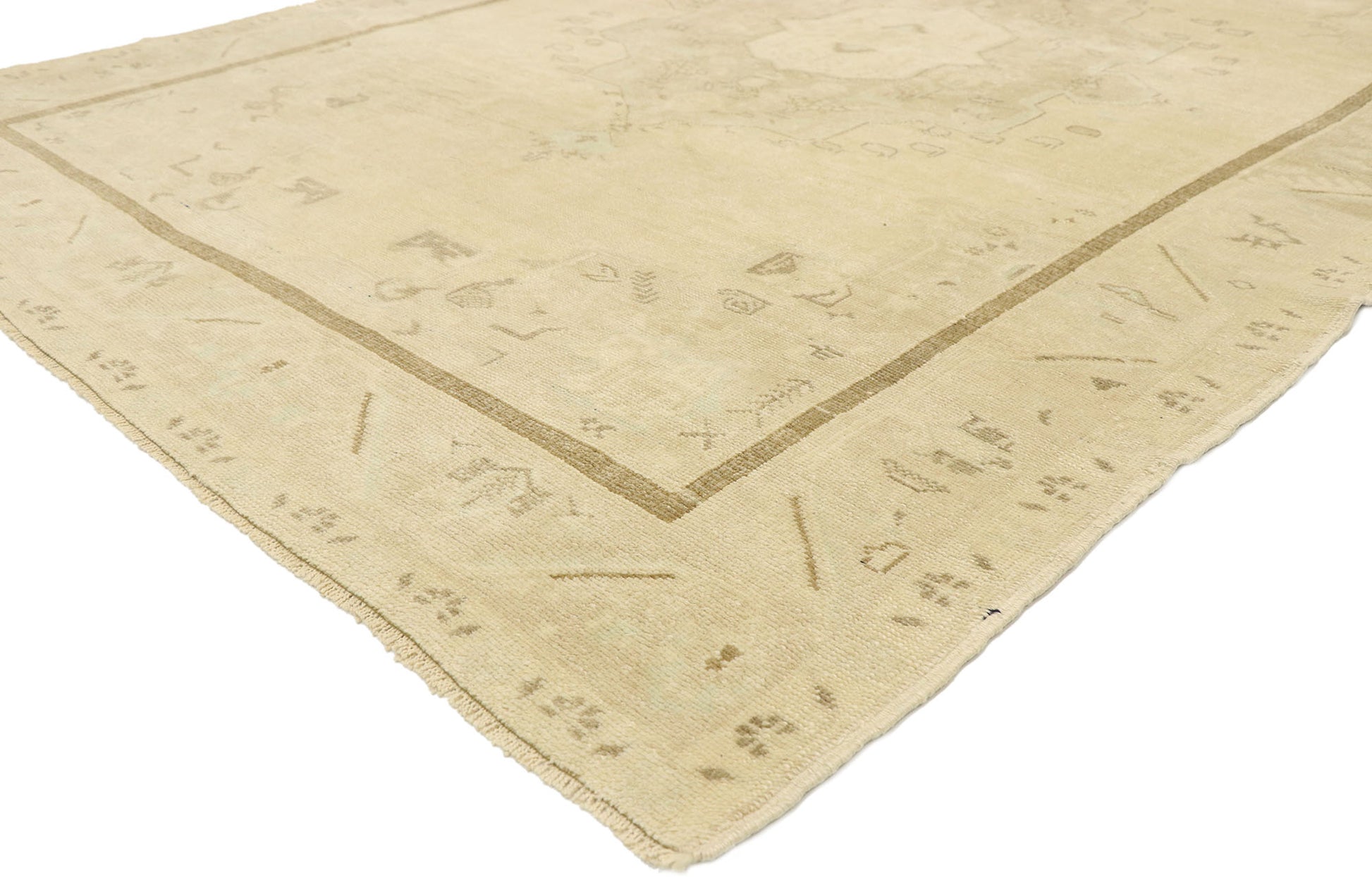 6 x 9 Vintage Neutral Turkish Oushak Rug 52960
