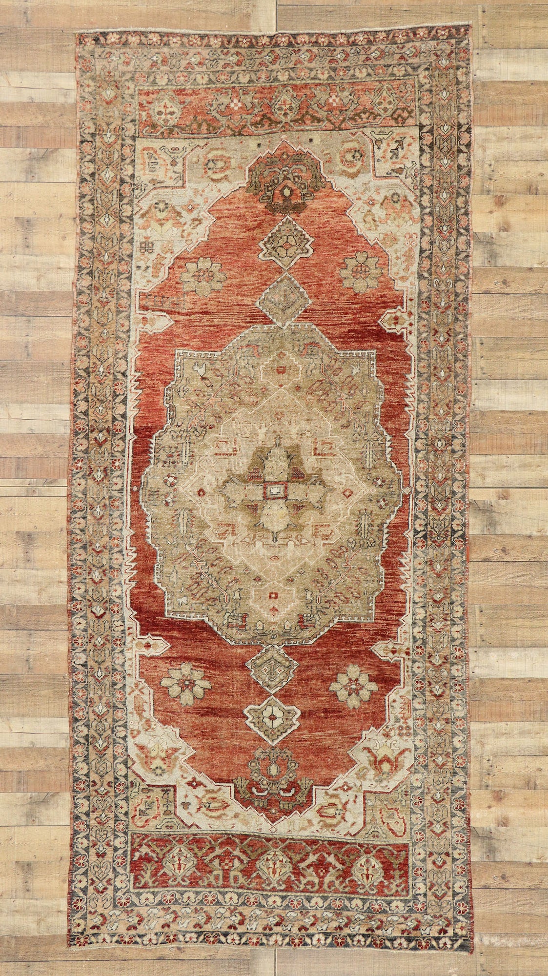 5 x 11 Vintage Turkish Oushak Gallery Rug 52980