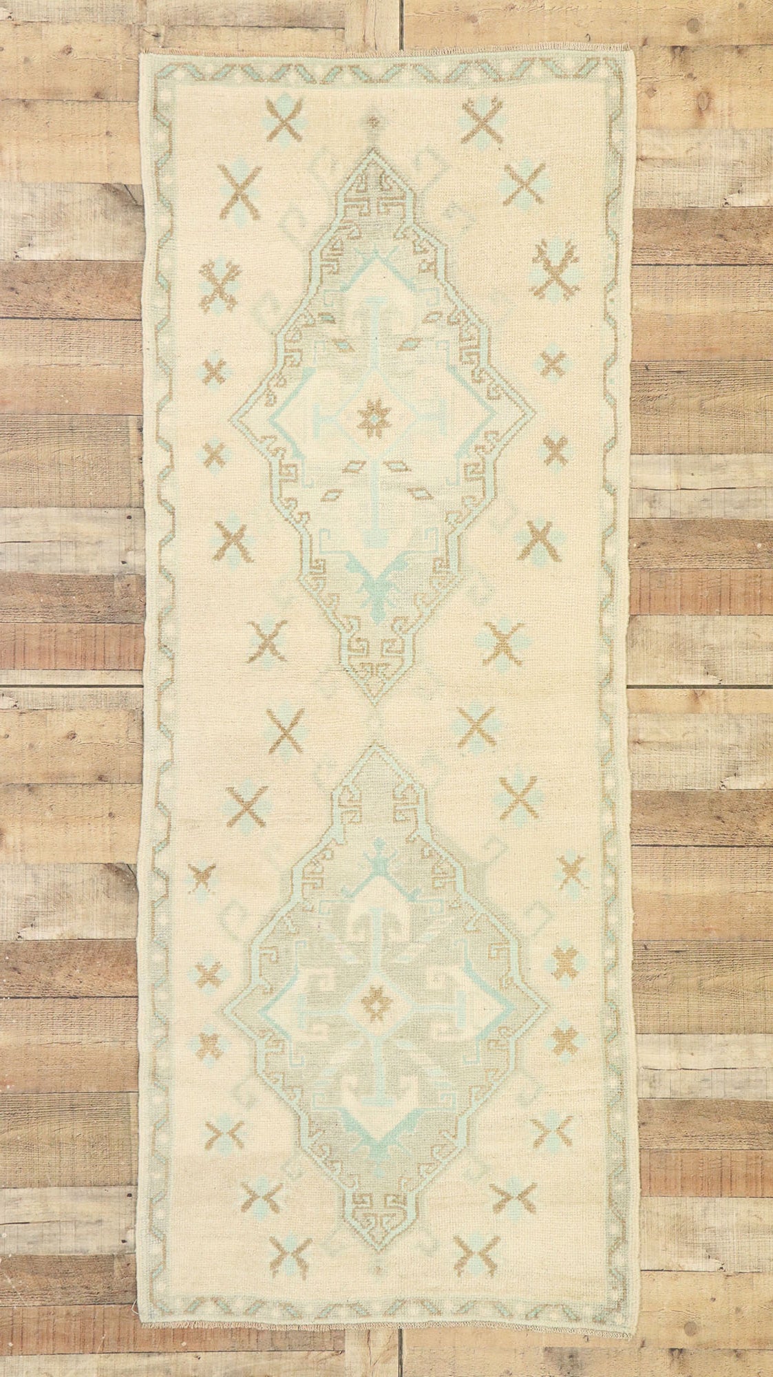 3 x 7 Vintage Turkish Oushak Rug 52981
