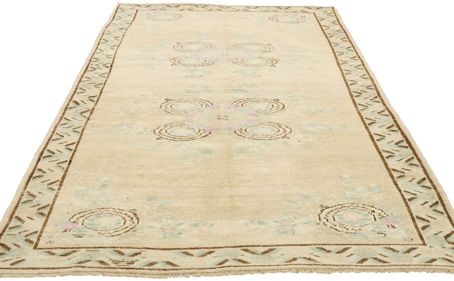 4 x 6 Vintage Turkish Oushak Rug 52984