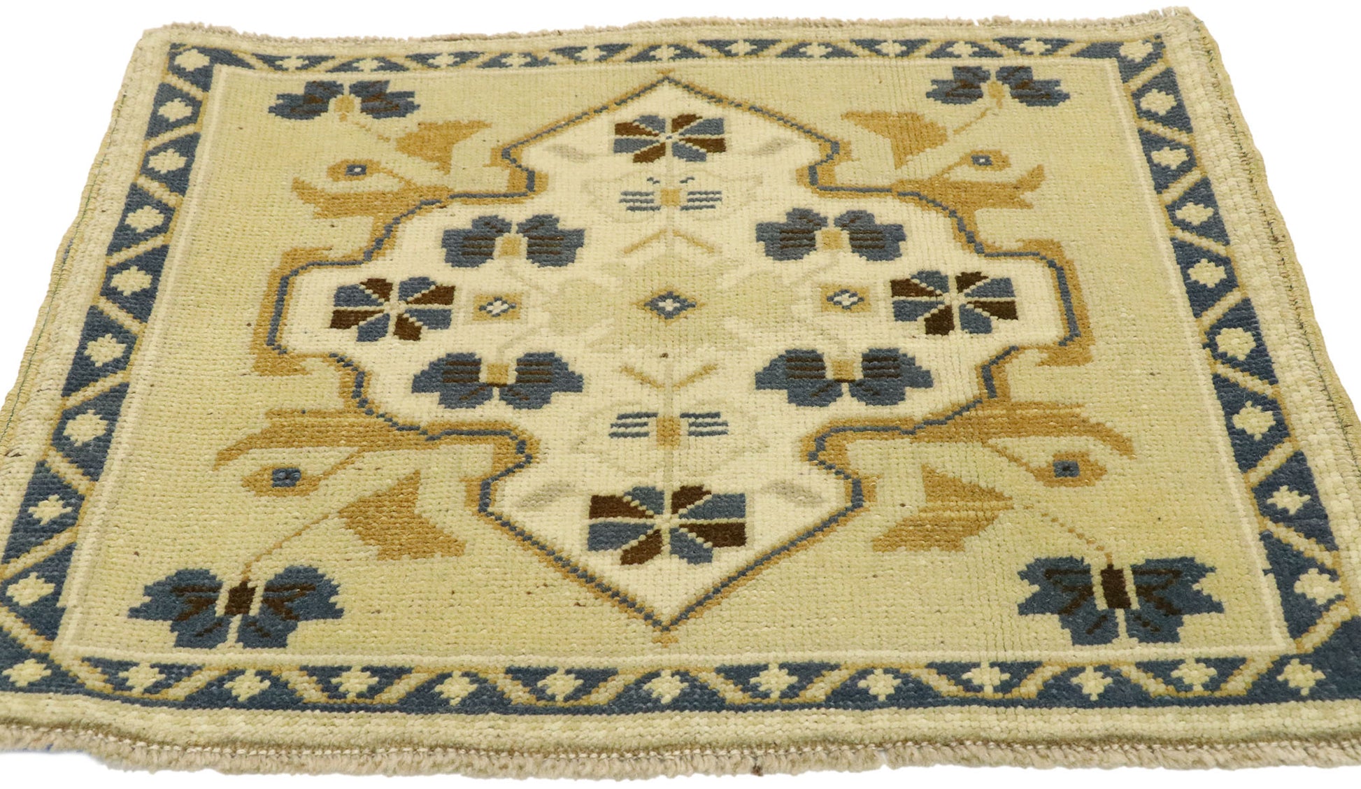 2 x 2 Vintage Turkish Oushak Rug 53000