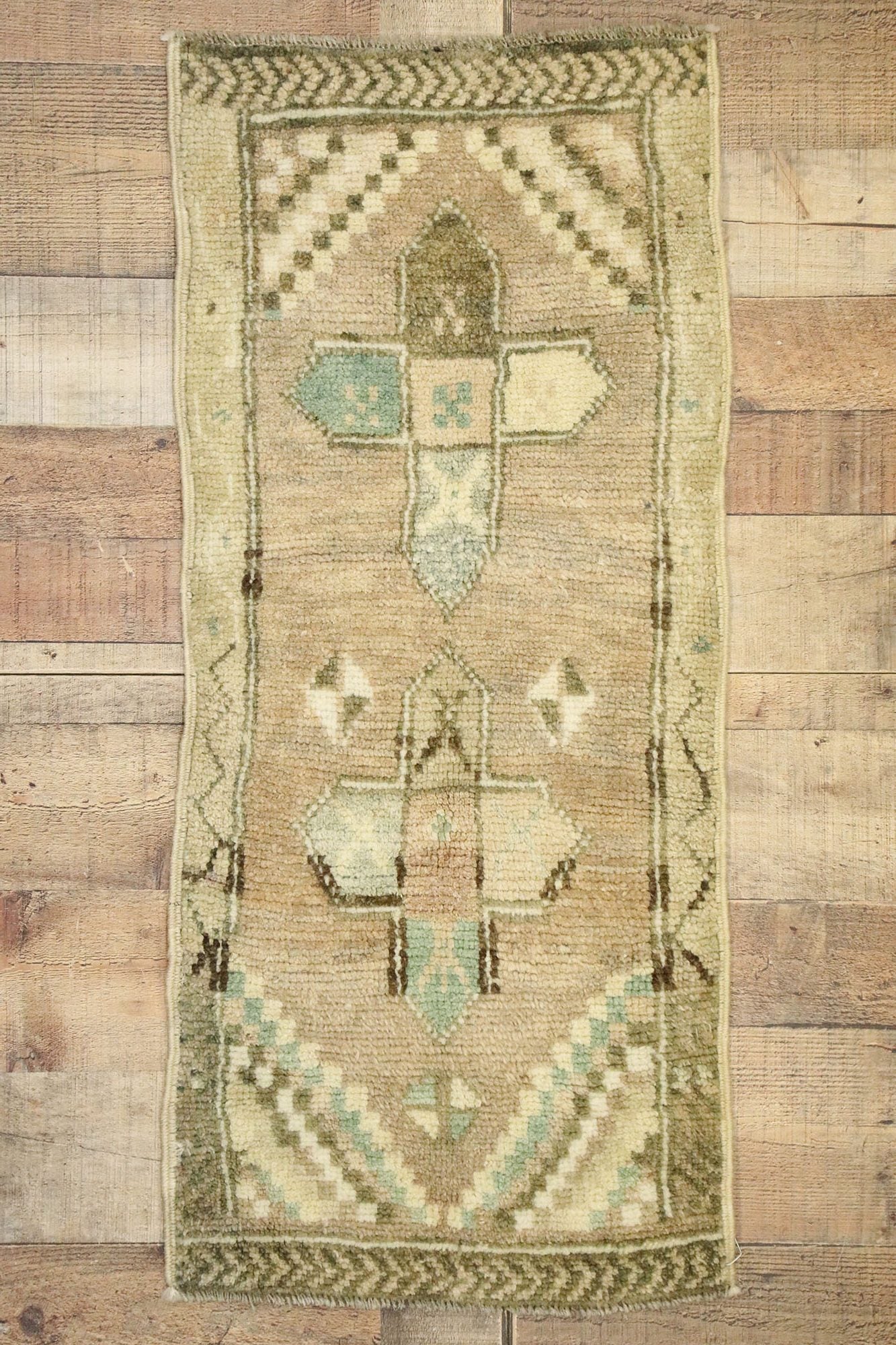 1 x 3 Vintage Turkish Oushak Yastik Rug 53001