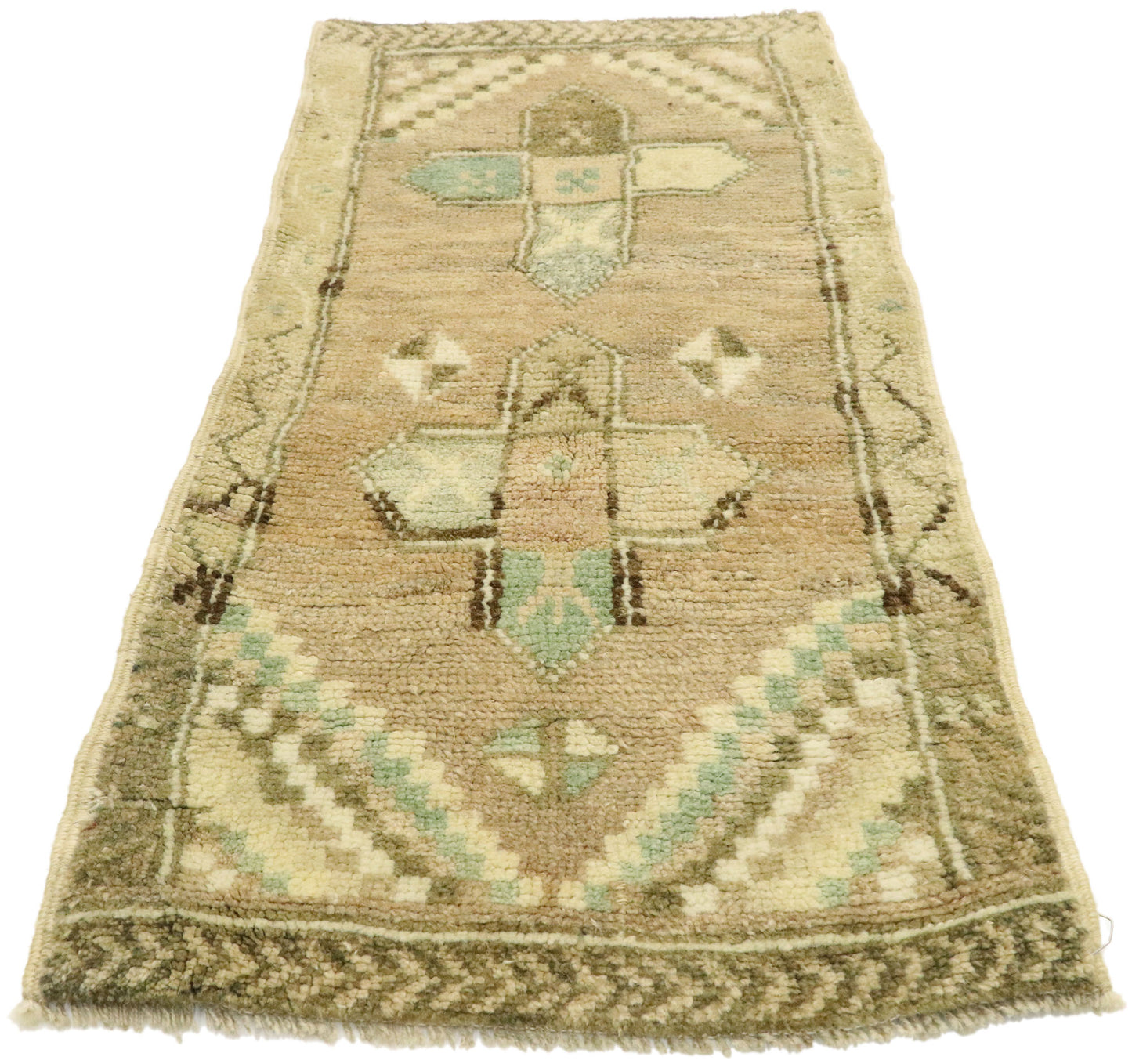 1 x 3 Vintage Turkish Oushak Yastik Rug 53001