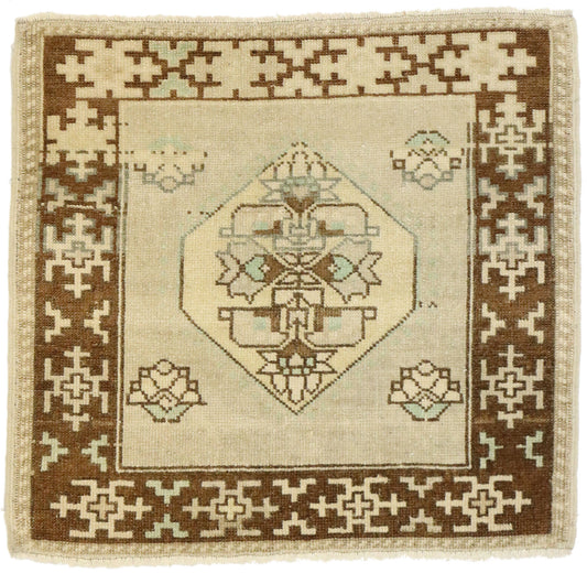 2 x 2 Vintage Turkish Oushak Yastik Rug 53002