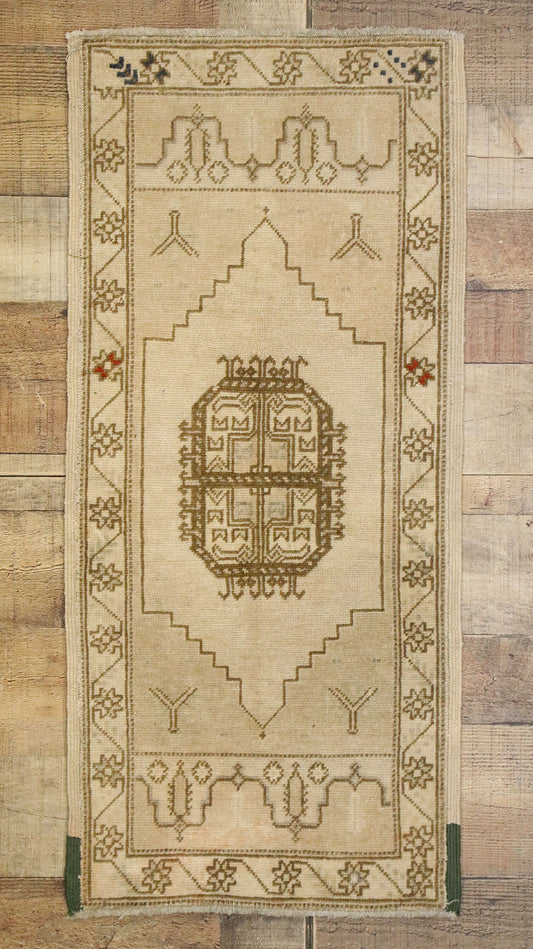 1 x 3 Vintage Turkish Oushak Yastik Rug 53004