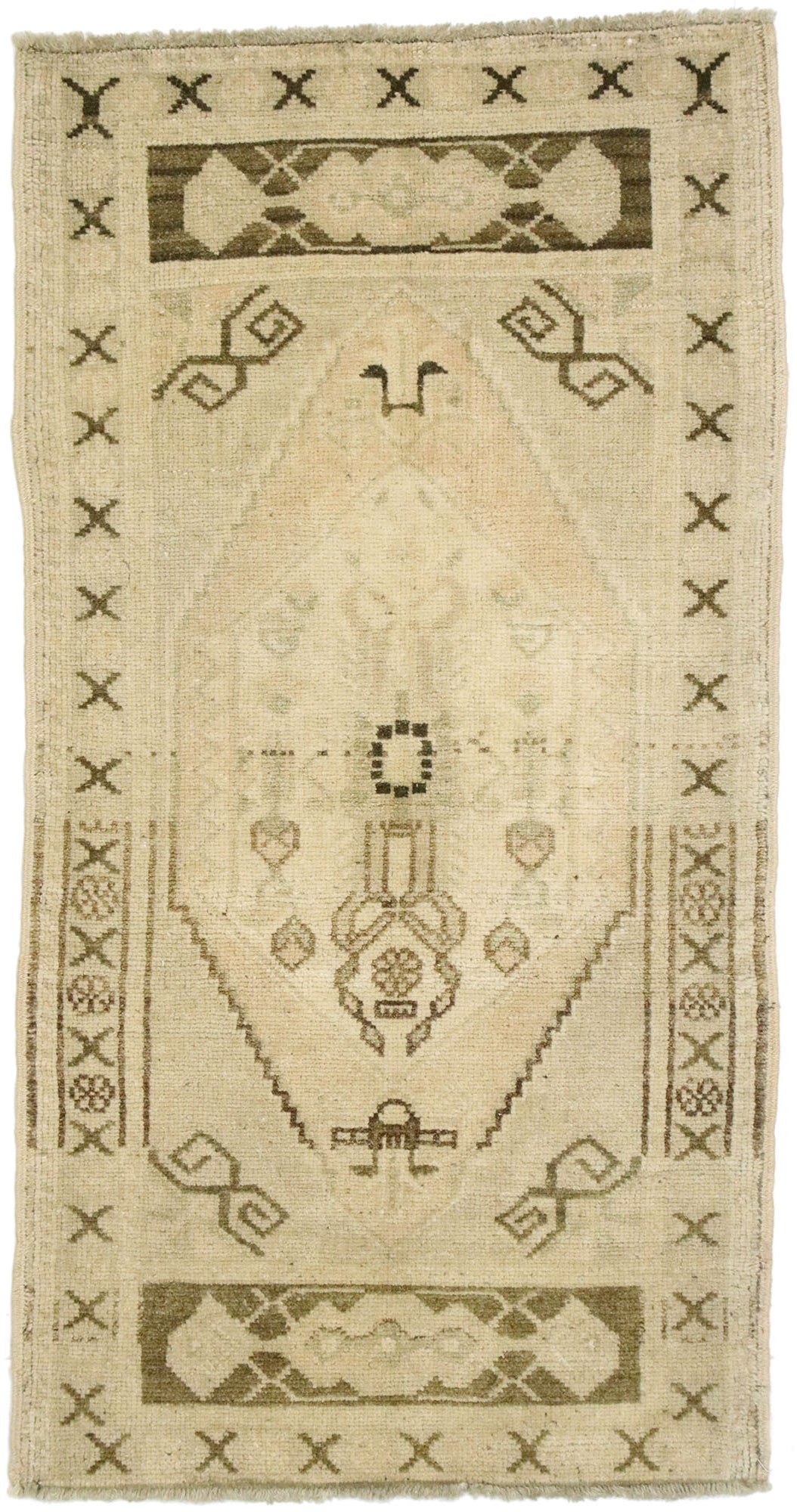2 x 3 Vintage Turkish Oushak Yastik Rug 53005