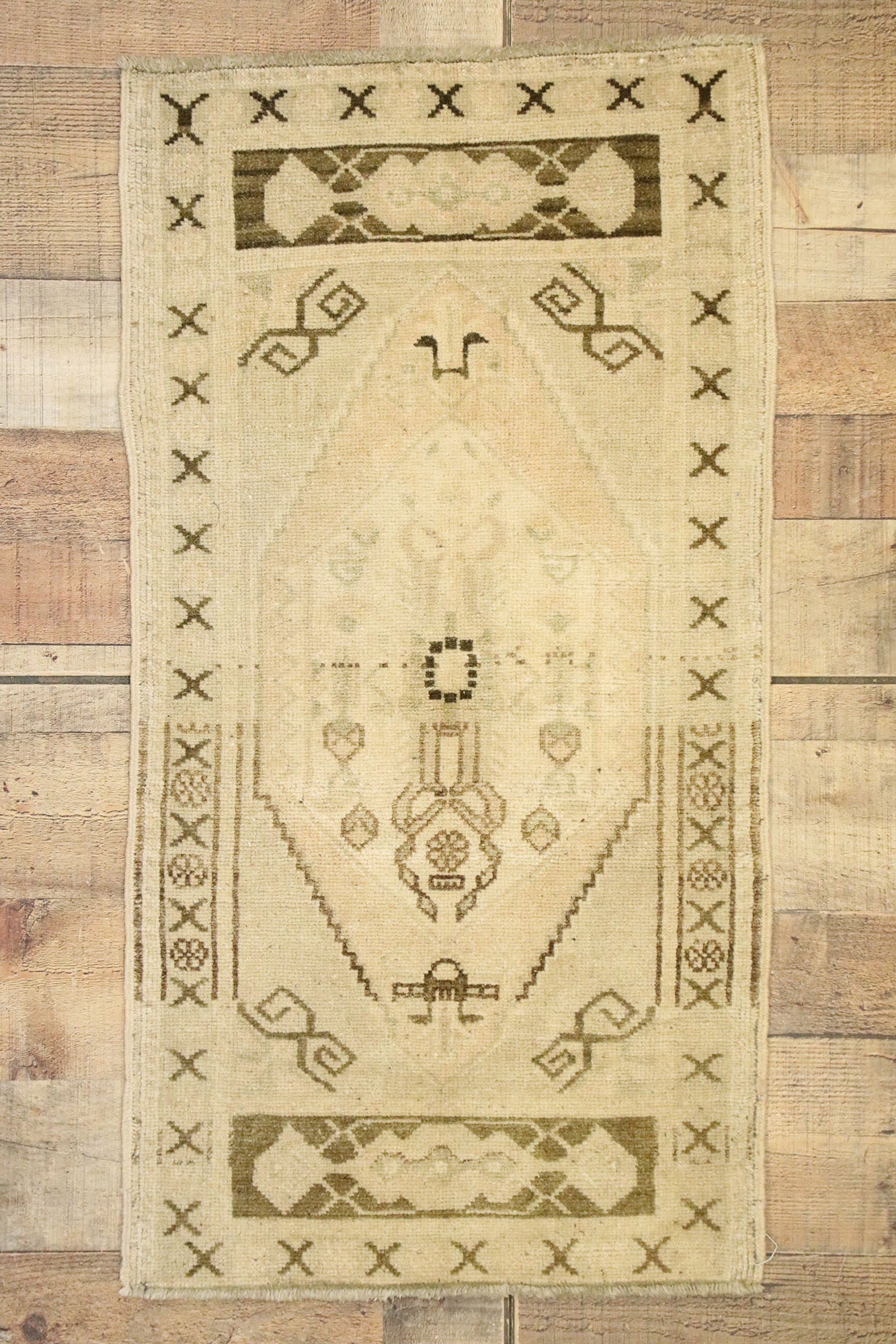 2 x 3 Vintage Turkish Oushak Yastik Rug 53005