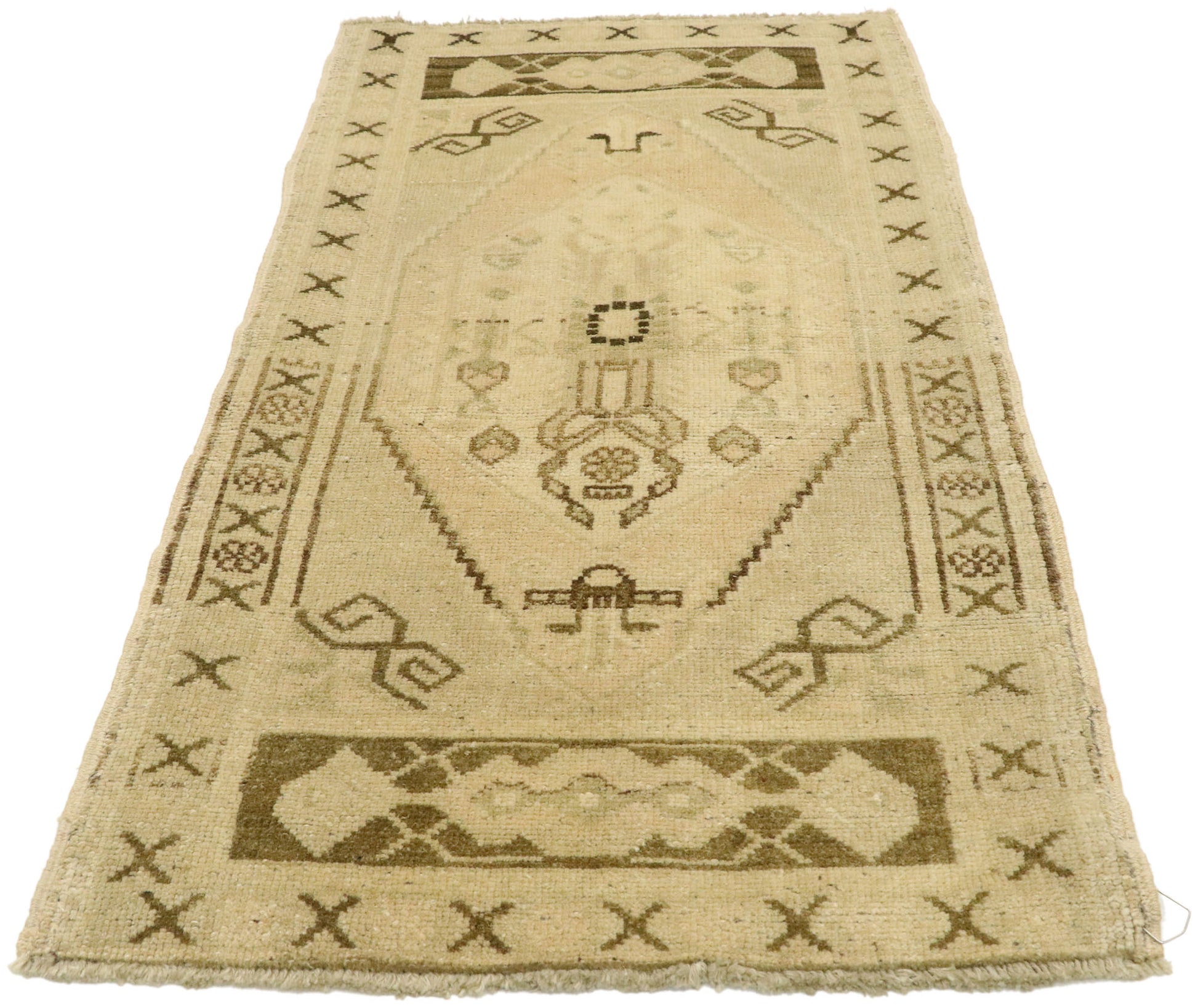 2 x 3 Vintage Turkish Oushak Yastik Rug 53005