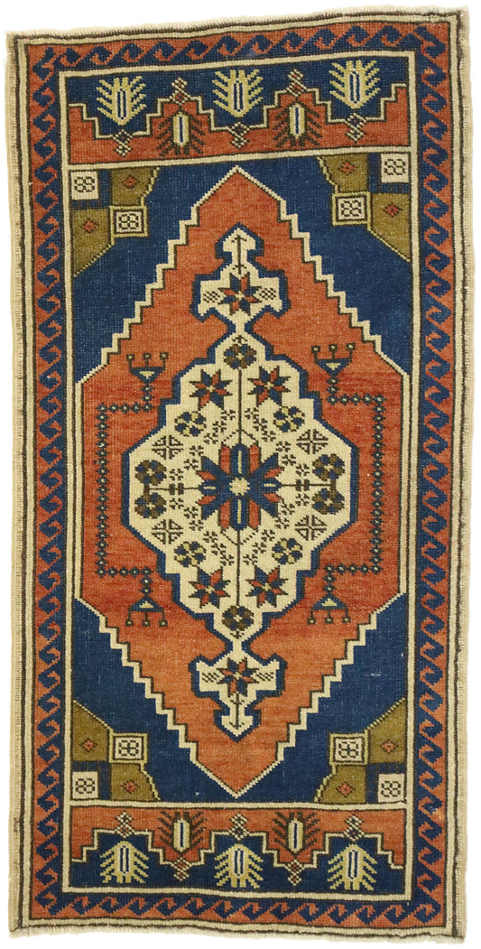 2 x 4 Vintage Turkish Oushak Yastik Rug 53007