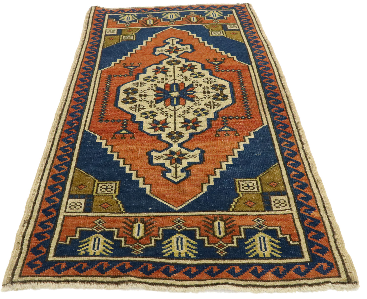 2 x 4 Vintage Turkish Oushak Yastik Rug 53007