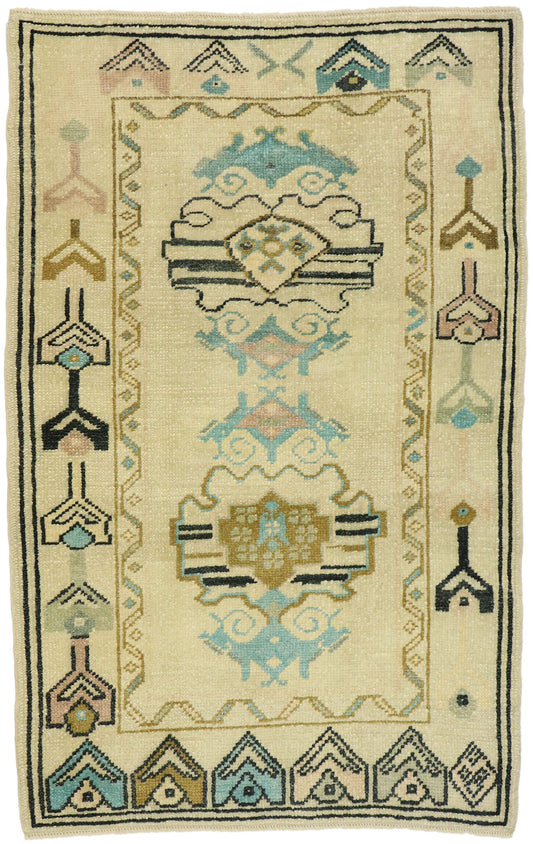 3 x 5 Vintage Turkish Oushak Rug 53017