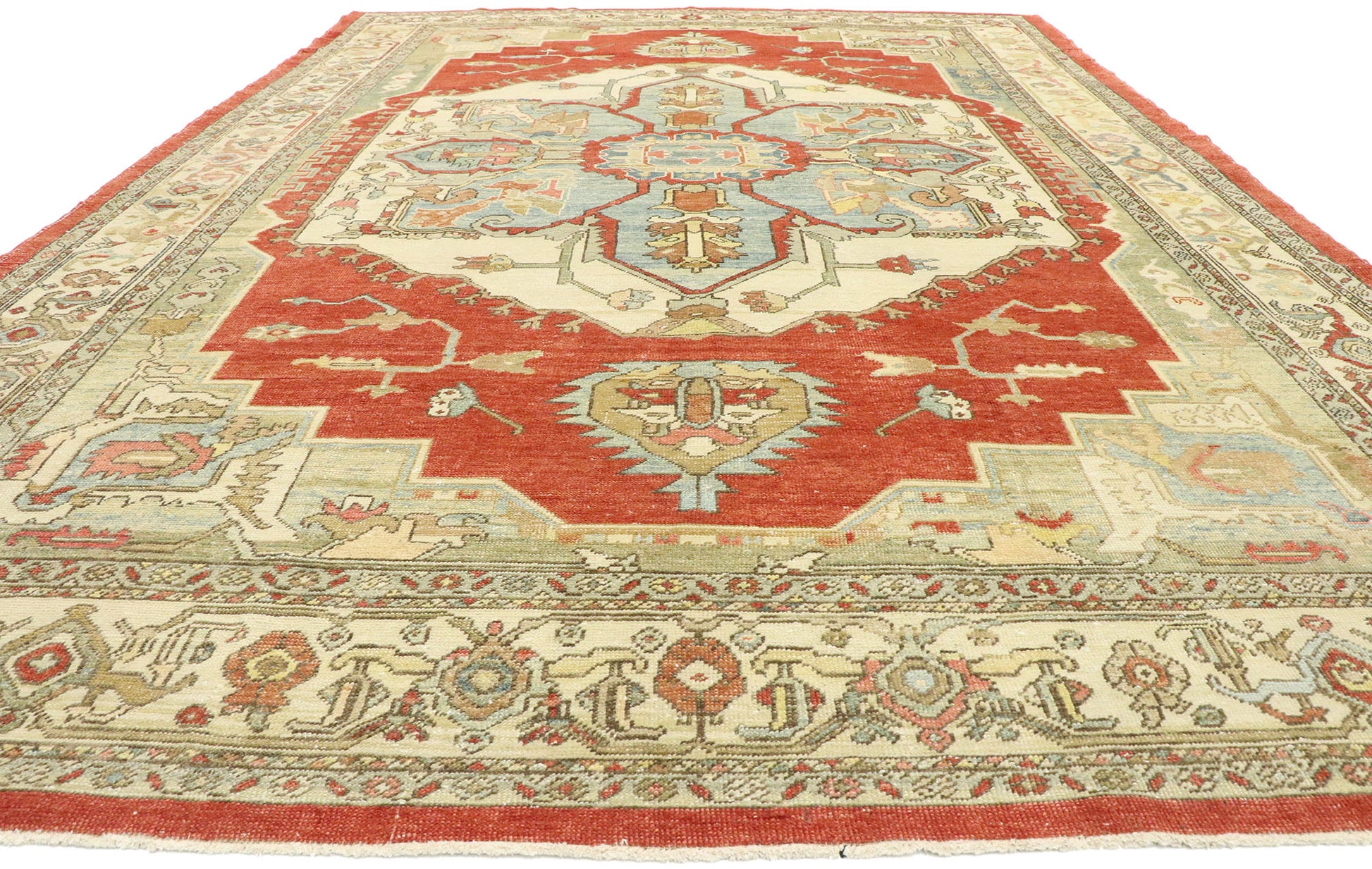 9 x 13 Vintage Turkish Serapi Rug 53019