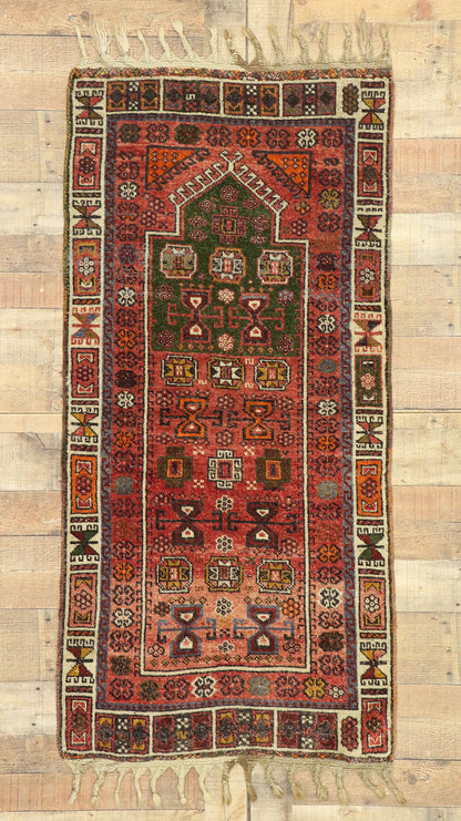 2 x 5 Vintage Turkish Oushak Prayer Rug 53038