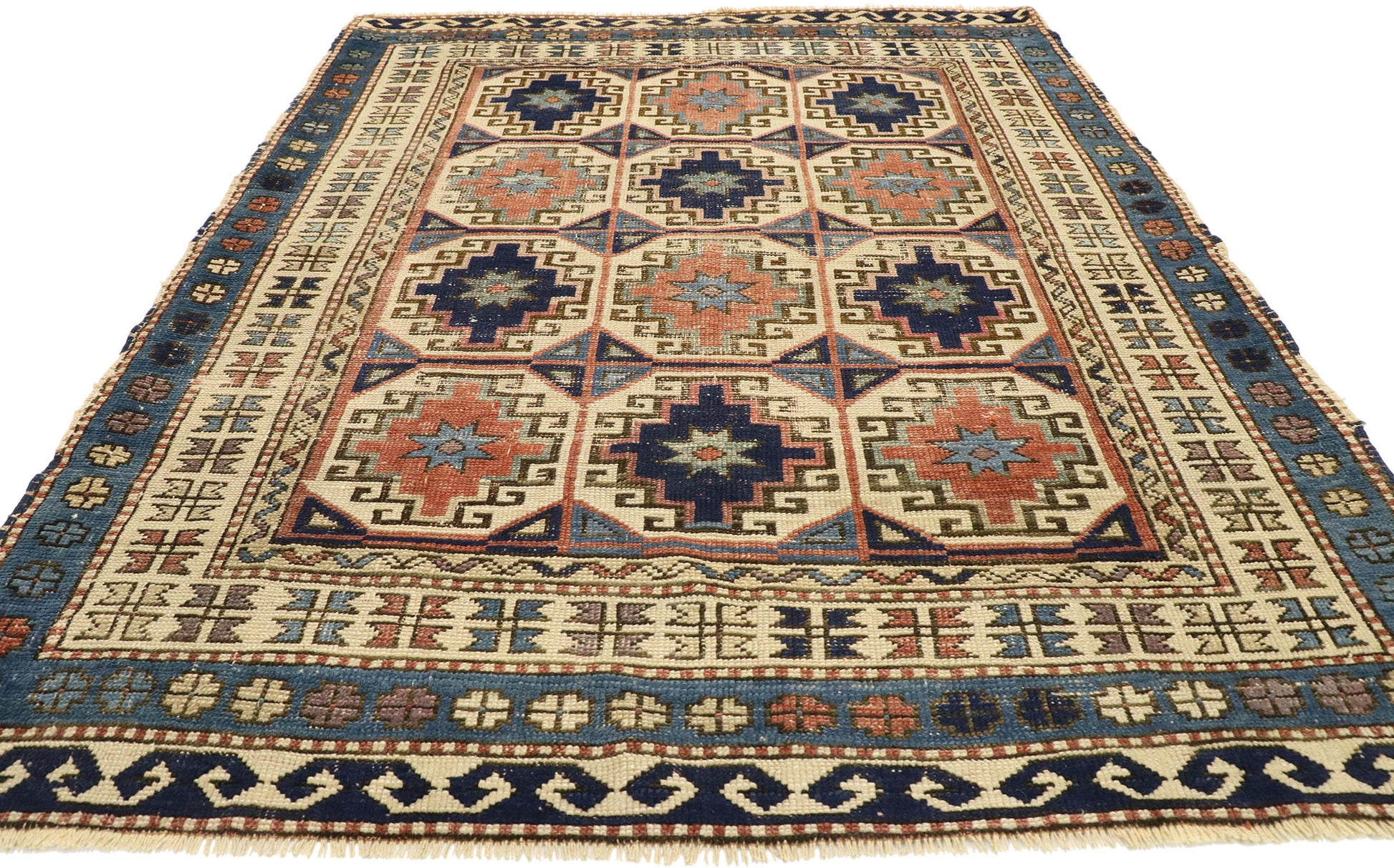 4 x 5 Antique Caucasian Kazak Rug 53039