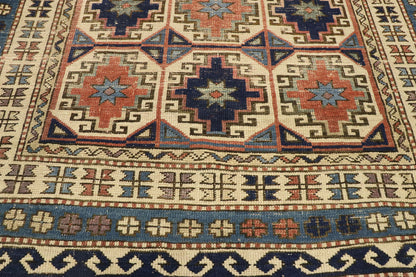 4 x 5 Antique Caucasian Kazak Rug 53039