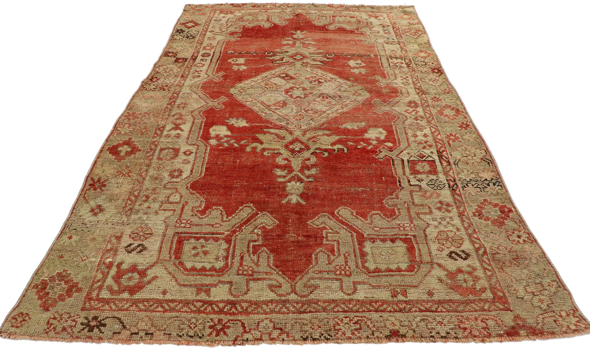 4 x 6 Vintage Turkish Oushak Rug 53052