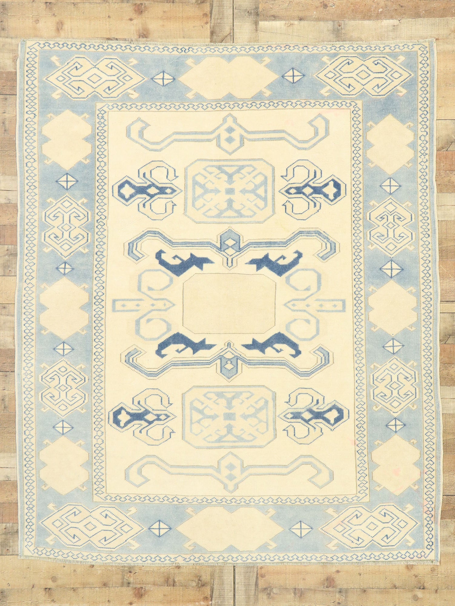 6 x 7 Vintage Turkish Oushak Rug 53053