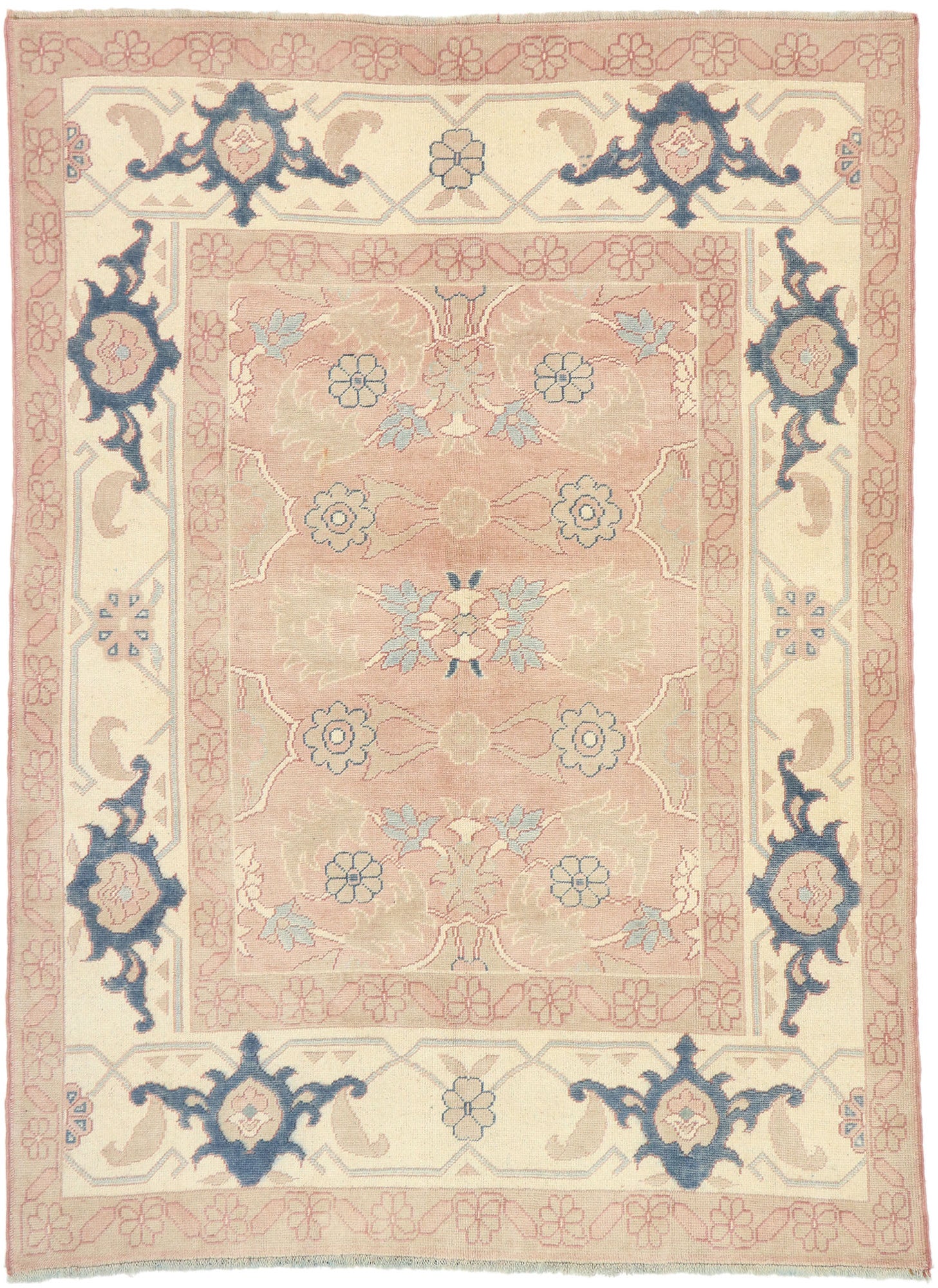 6 x 8 Vintage Turkish Oushak Rug 53055