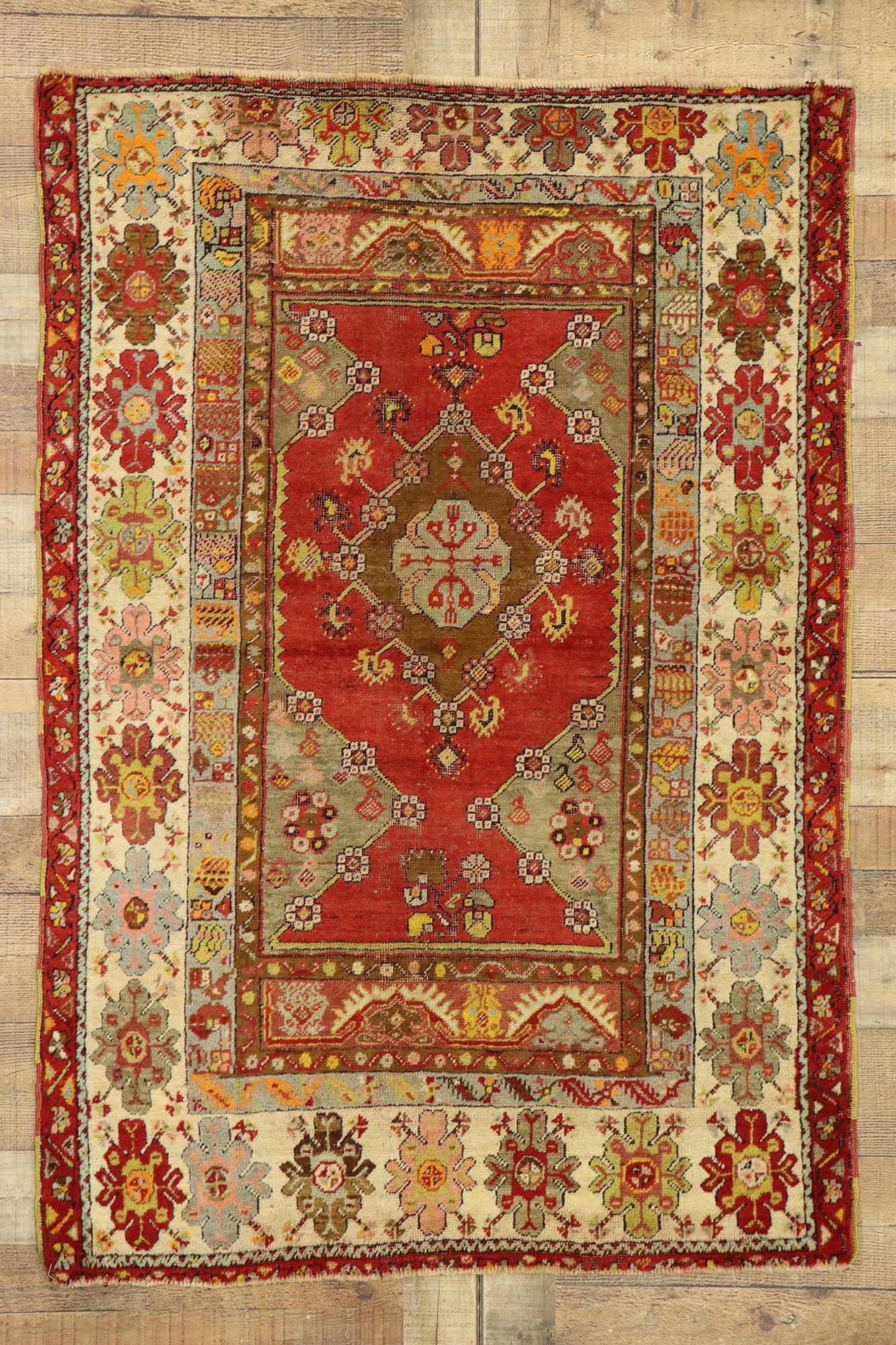 3 x 5 Vintage Turkish Oushak Rug 53058