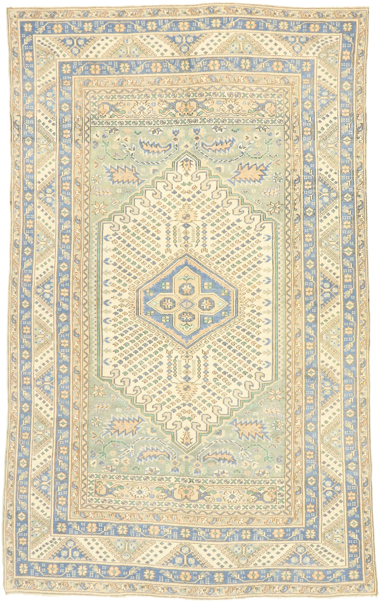 6 x 10 Vintage Turkish Oushak Rug 53060