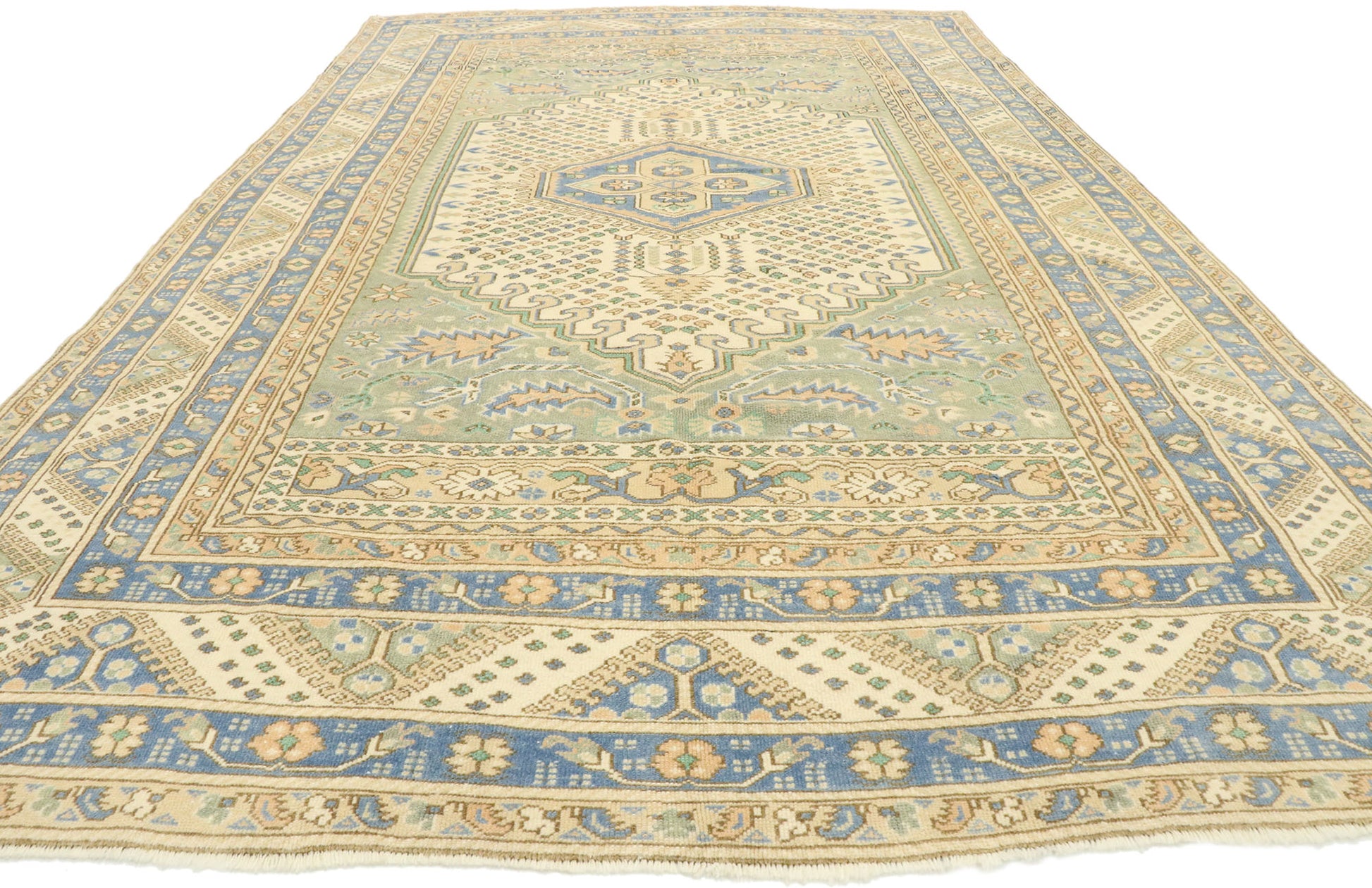 6 x 10 Vintage Turkish Oushak Rug 53060