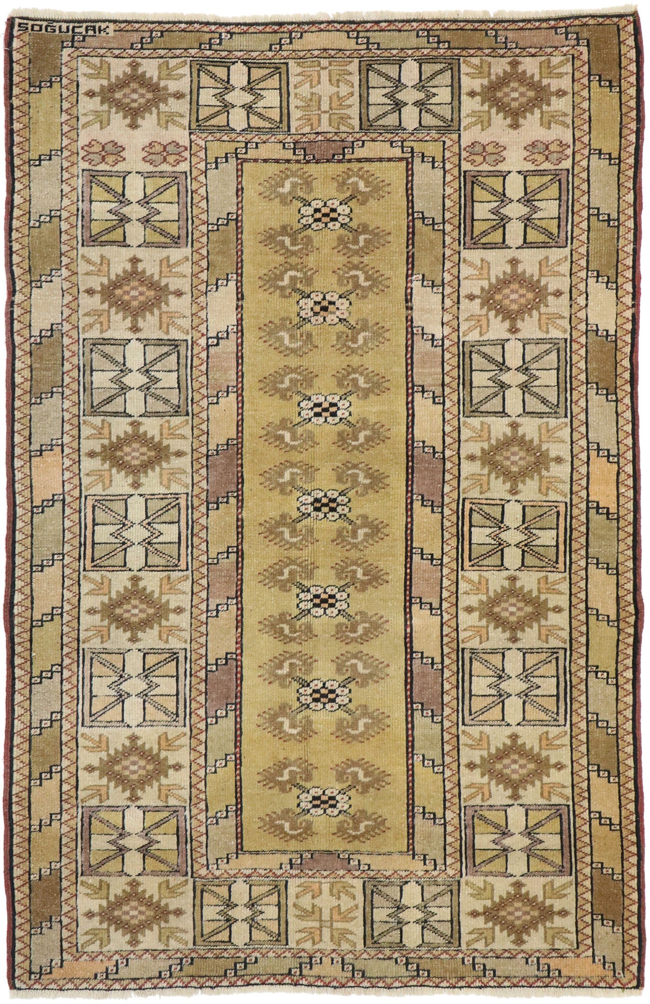 3 x 5 Vintage Turkish Oushak Rug 53063