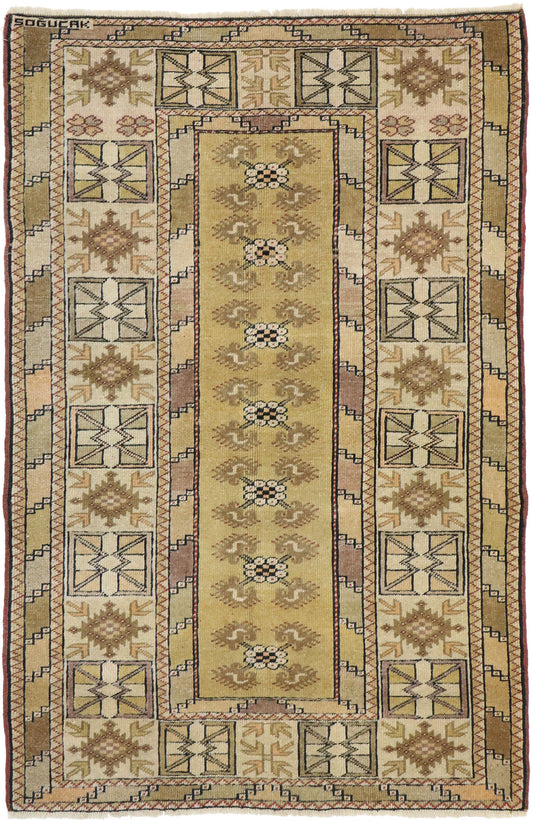 3 x 5 Vintage Turkish Oushak Rug 53063