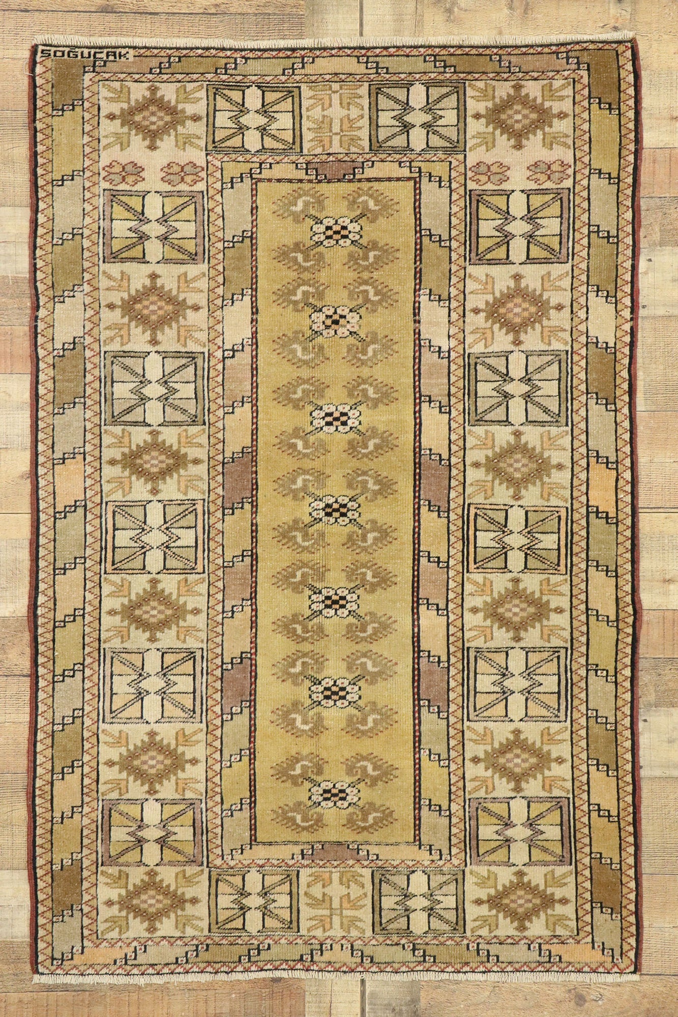 3 x 5 Vintage Turkish Oushak Rug 53063