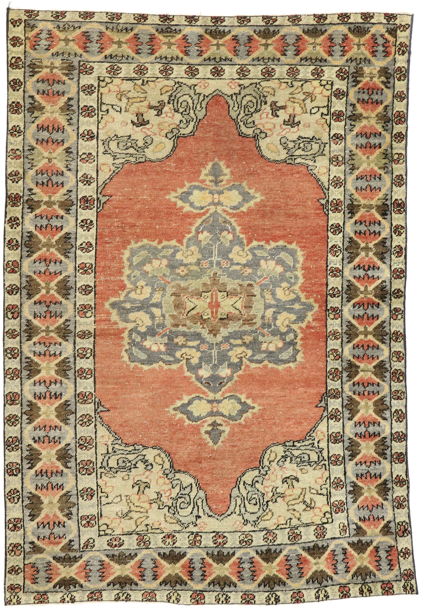 4 x 6 Vintage Turkish Oushak Rug 53066