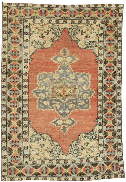 4 x 6 Vintage Turkish Oushak Rug 53066