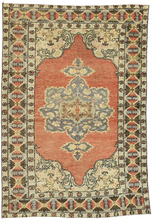 4 x 6 Vintage Turkish Oushak Rug 53066